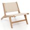 Teak Wooden Chair with Braided Rope Seat and Backrest for Backyard - 36.5" x 23.5" x 25.5"